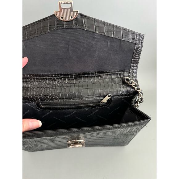 Vintage Naturalizer Faux Croc Handbag Black 9.5x7 - Picture 6 of 8